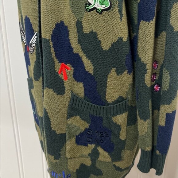 Vilagallo Anthropologie embroidered camo cardigan sweater S Small - Picture 6 of 15